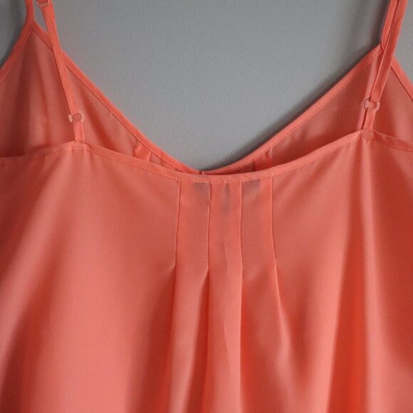 Talula Aritzia Women's Sz S Orange Pleated Sleeveless Flowy Tank Top Blouse Top - Picture 5 of 10